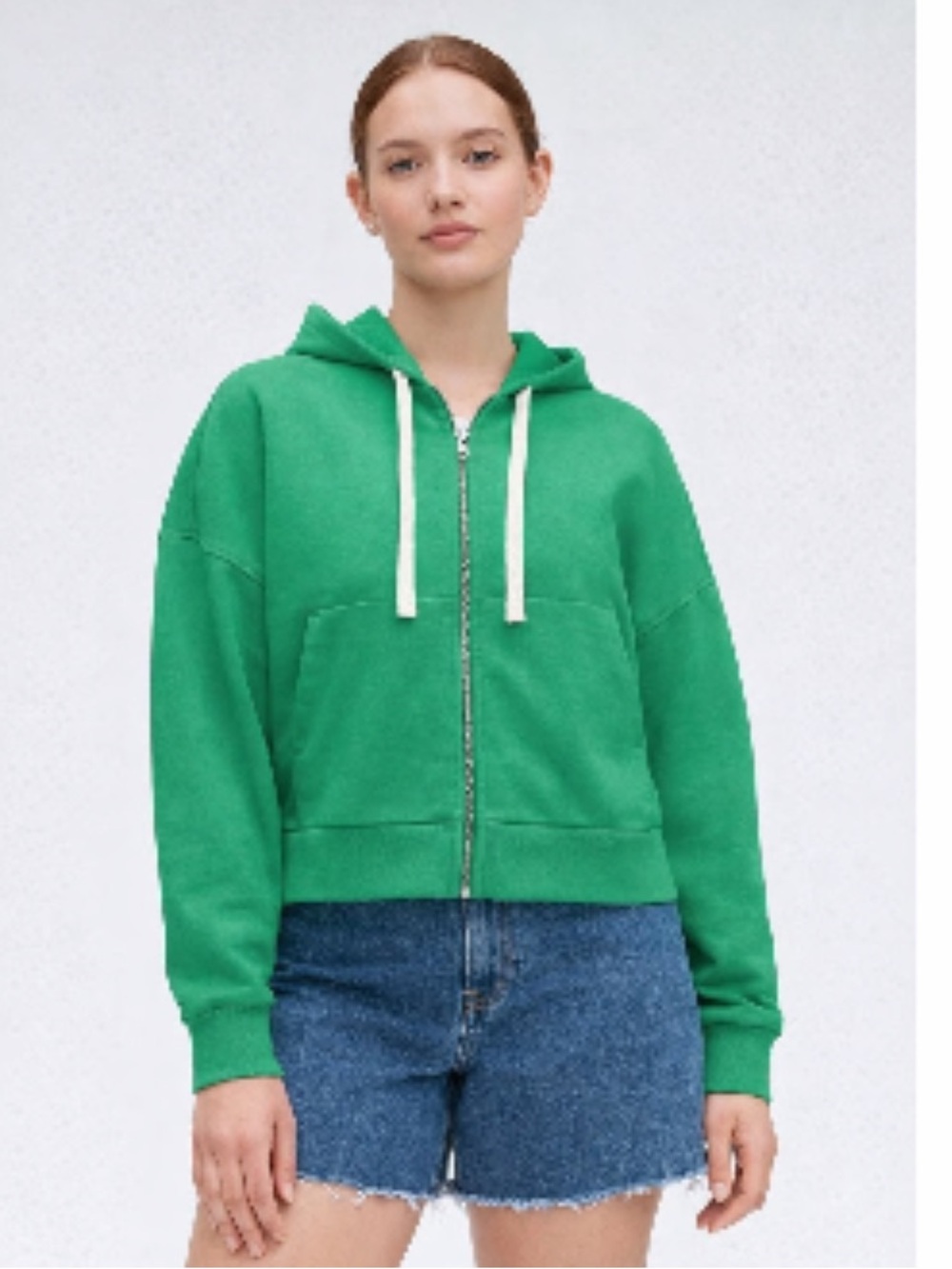 Everlane The Track Organic Cotton Hoodie In Bright Jade, Size Small 
Oversized